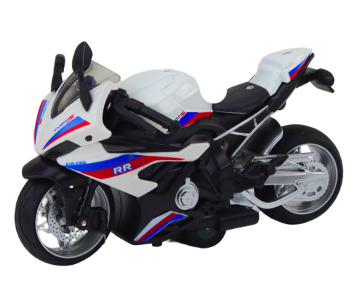 Sports Motorcycle with Friction Drive 3 Colors White Green Blue