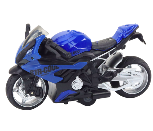 Sports Motorcycle with Friction Drive 3 Colors White Green Blue