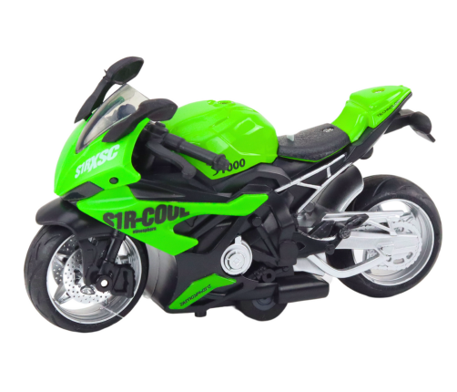 Sports Motorcycle with Friction Drive 3 Colors White Green Blue