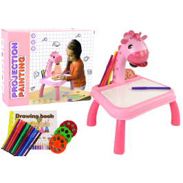 DINOSAUR TABLE WITH PROJECTOR FOR DRAWING + ACCESSORIES  COLOUR PINK