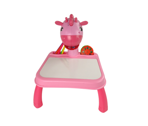 DINOSAUR TABLE WITH PROJECTOR FOR DRAWING + ACCESSORIES  COLOUR PINK