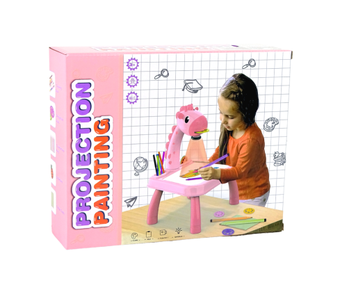 DINOSAUR TABLE WITH PROJECTOR FOR DRAWING + ACCESSORIES  COLOUR PINK