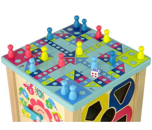 Wooden Educational Cube Sorter Labyrinth Game Clock Chinoiserie