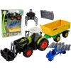 Tractor with Farm Machinery and Trailer Farm Machine Light and sound effects 6 Pieces