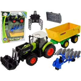 Tractor with Farm Machinery and Trailer Farm Machine Light and sound effects 6 Pieces