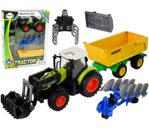 Tractor with Farm Machinery and Trailer Farm Machine Light and sound effects 6 Pieces