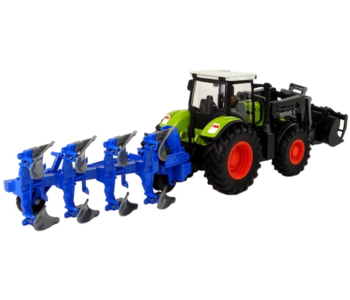 Tractor with Farm Machinery and Trailer Farm Machine Light and sound effects 6 Pieces