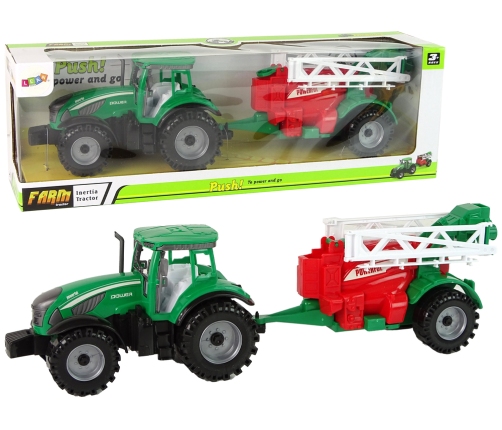 Green Farm Tractor with Red and Green Sprayer Fricative Drive