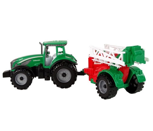 Green Farm Tractor with Red and Green Sprayer Fricative Drive