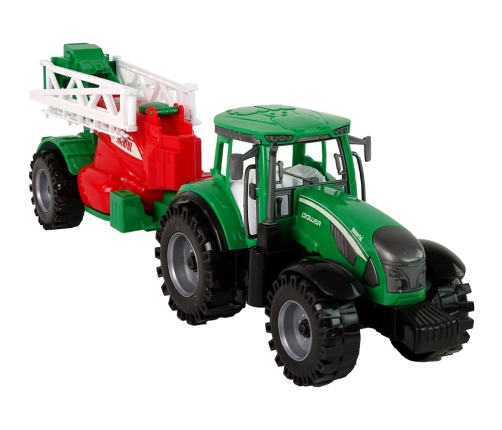 Green Farm Tractor with Red and Green Sprayer Fricative Drive