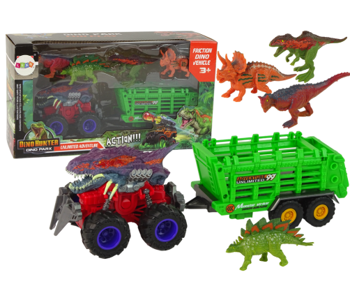 Vehicle with a Dinosaur Theme Trailer 4 Dinosaur Pieces