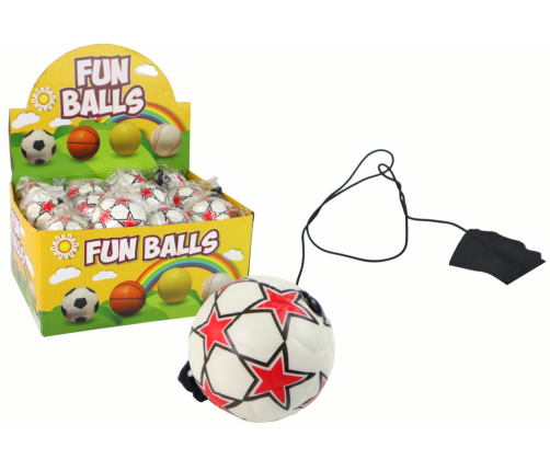 PU Football with a Jojo Elastic Band for Bouncing, 6 cm, White Stars