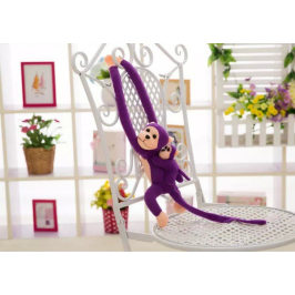 Mascot Plush Monkey with Baby, Purple 90 cm