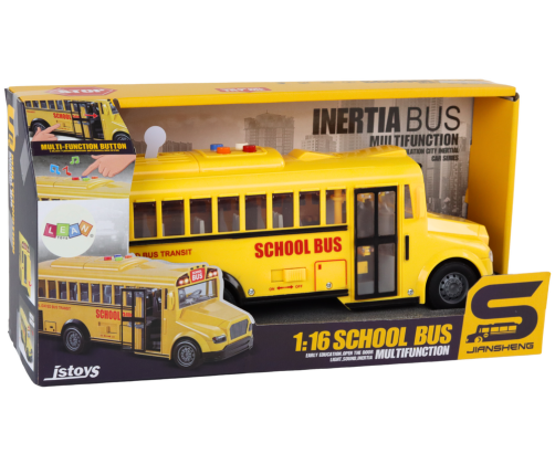 School Bus 1:16 Friction Drive Opening Doors Lights Sounds Yellow