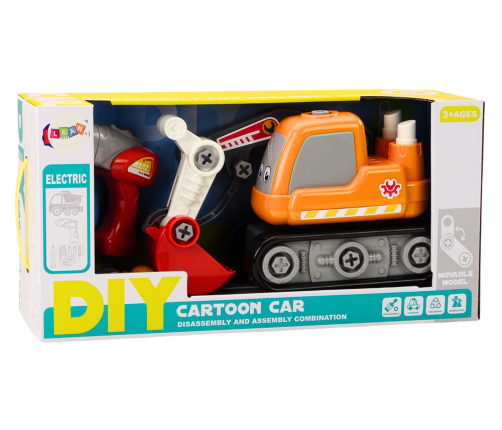 Cartoon Crawler Excavator For Turning DIY Orange