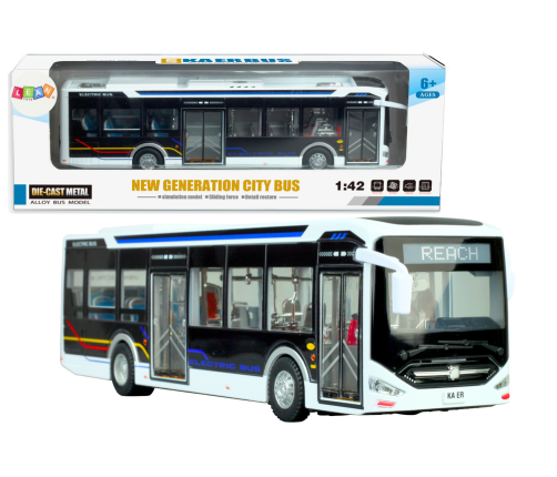 Electric City Bus 1:42 Metal Lights White