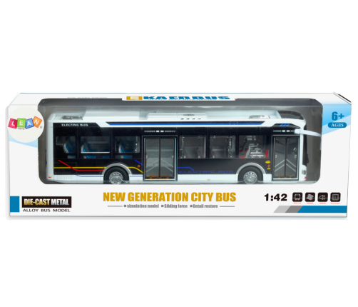 Electric City Bus 1:42 Metal Lights White