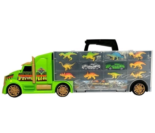 Truck Transporter Sorter Suitcase with Dinosaurs Green