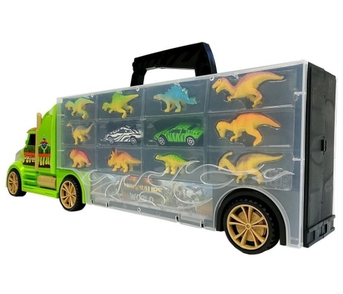 Truck Transporter Sorter Suitcase with Dinosaurs Green