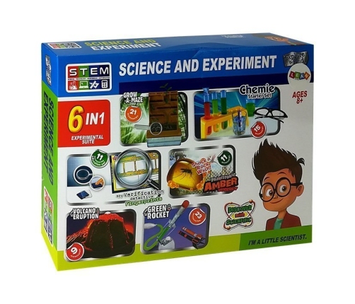 Scientific Kit 6in1 Amber Rocket Volcano Chemistry Labyrinth Detective