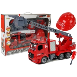 DIY Firetruck 2in1 Kit Removable Lifts Screwdriver Sound Light Effects Helmet