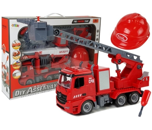 DIY Firetruck 2in1 Kit Removable Lifts Screwdriver Sound Light Effects Helmet