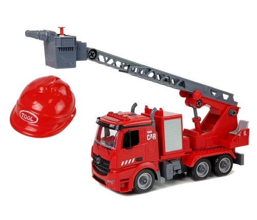 DIY Firetruck 2in1 Kit Removable Lifts Screwdriver Sound Light Effects Helmet