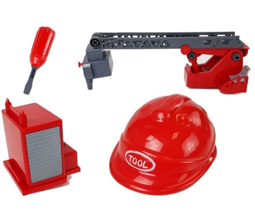 DIY Firetruck 2in1 Kit Removable Lifts Screwdriver Sound Light Effects Helmet