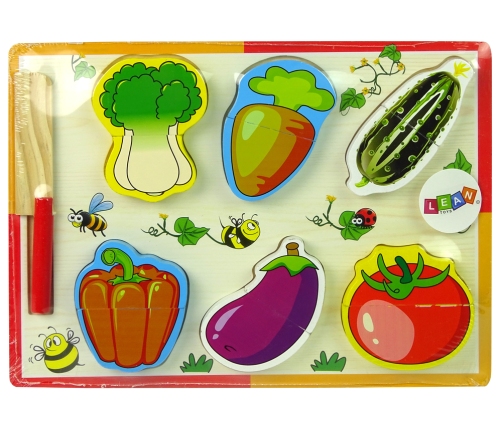 Wooden Vegetable Chopping Set 6 Pieces Tomato Peppers Cucumber