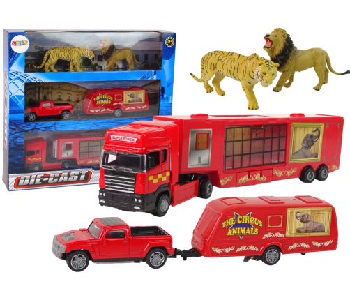 Circus Animals Vehicle Set The Circus Animals Truck + Car with Trailer