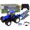 Remote Controlled Tractor 1:24 Blue Plough Metal