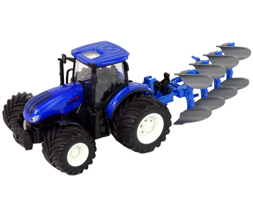 Remote Controlled Tractor 1:24 Blue Plough Metal