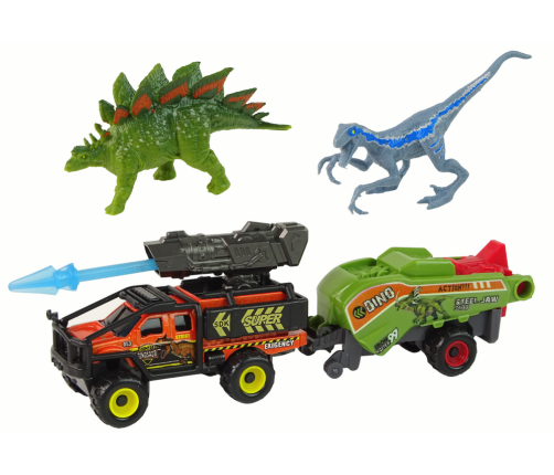 Dinosaurs Set Auto Rocket Orange Semi Trailer