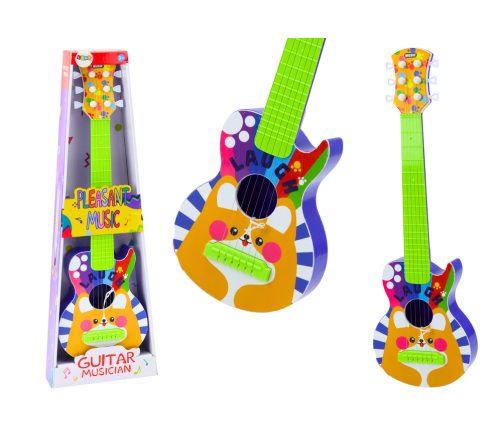 Toy Guitar For Children Rock Adjustable Strings Dog Colorful