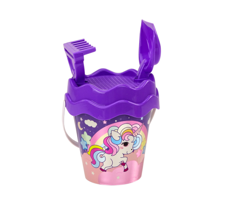 Sand Set, Bucket, Shovel, Rake, Watering Can, Purple Unicorn