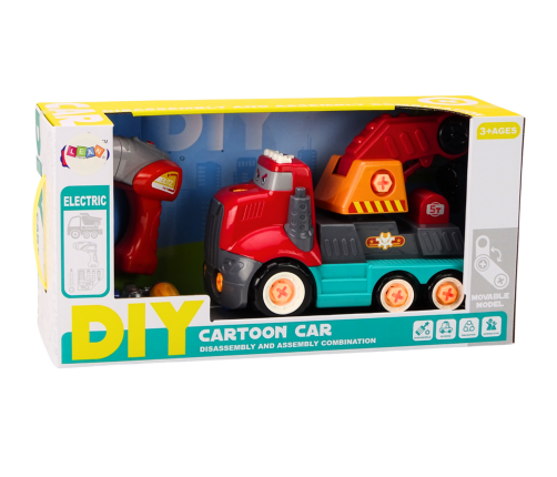 Cartoon Truck With Hook To Dismantle DIY Red Crane