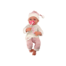 Baby doll, sweater, striped hat, pink pacifier