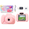 Camera For Kids Photos Recording Games Memory Card 64GB Pink