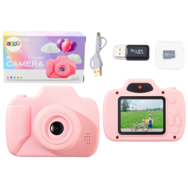 Camera For Kids Photos Recording Games Memory Card 64GB Pink