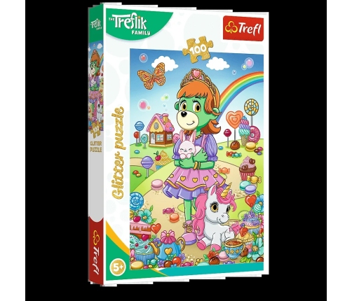 Puzzle with glitter Treflik Family 100 pcs. Glitter Trefliki Trefl 14833