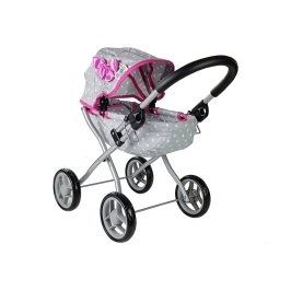 Doll Stroller Alice Grey-Pink Star pattern