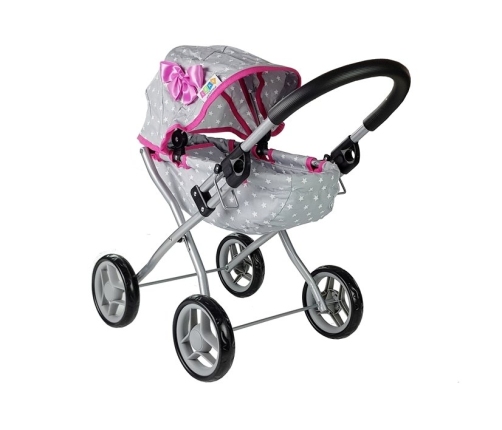 Doll Stroller Alice Grey-Pink Star pattern