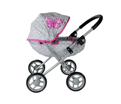 Doll Stroller Alice Grey-Pink Star pattern