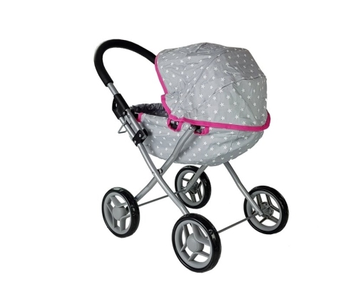 Doll Stroller Alice Grey-Pink Star pattern