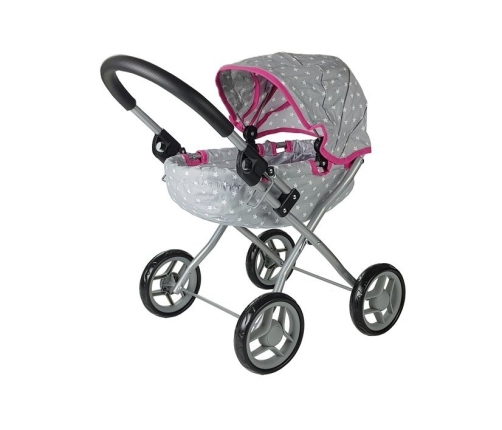 Doll Stroller Alice Grey-Pink Star pattern