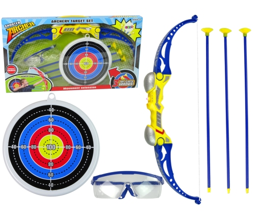 Shooting Set Bow Shield Arrows Glasses Red Blue