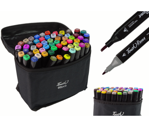 Set of 60 Double-sided Alcohol Markers Pro Touch + Bag