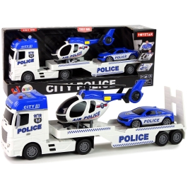 Police Car Transporter Kit Helicopter Sound Lights