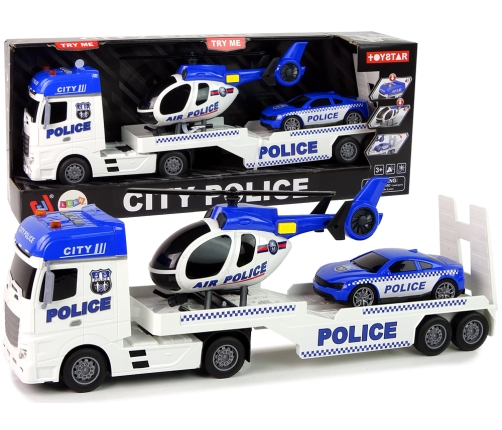 Police Car Transporter Kit Helicopter Sound Lights