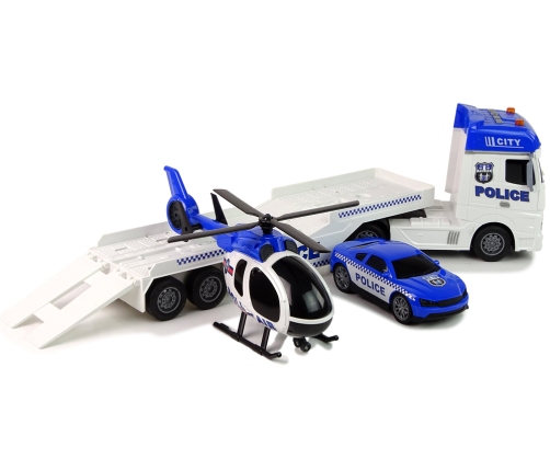 Police Car Transporter Kit Helicopter Sound Lights